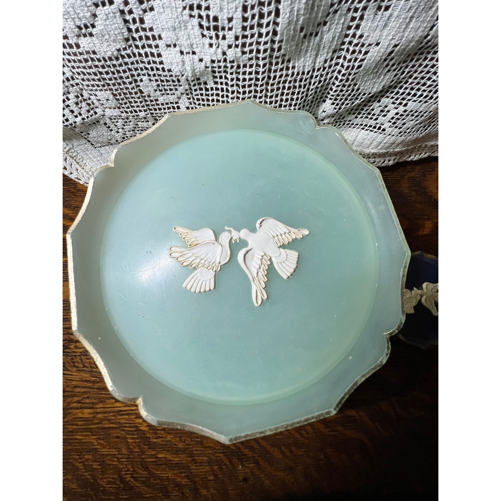 VTG Avon Dove Vanity Jar Set Moonwind Powder Rapture Cream Sachet Frosted Glass - Picture 2 of 7